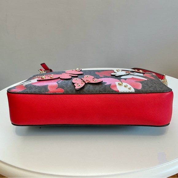Michael Kors NWOT Ltd Edition Butterfly Applique Red & Brown Crossbody MSRP $298 - Picture 7 of 15